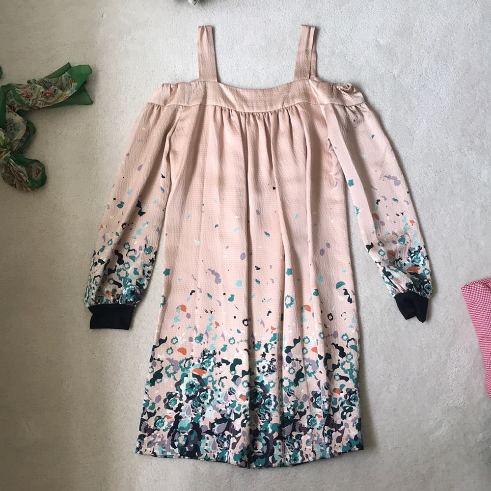 Silk cold shoulder dress